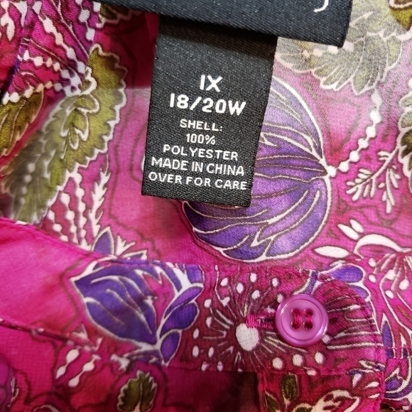 MAGGIE Barnes floral long slevees Blouse , Size IX OR 18/20 W - Picture 4 of 10